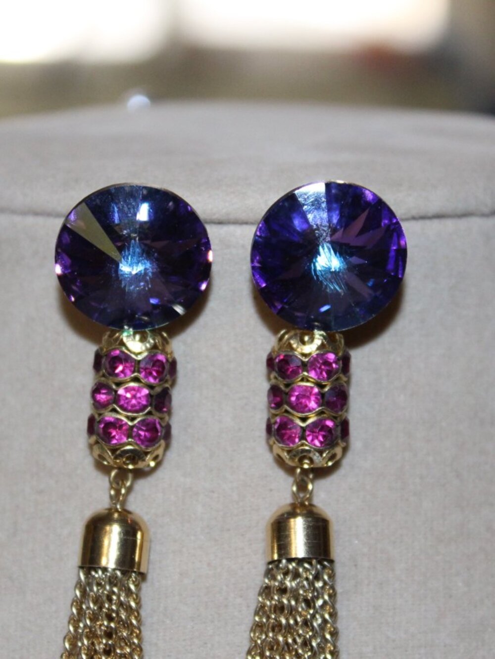 NWOT Vintage Swarovski Tassel Earrings STUNNING! - Picture 4 of 7